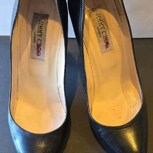 Jimmy Choo Black Leather 4" Stilletto Heels